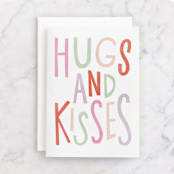 "All the hugs and kisses" - Single Greeting Cards in Pearl by Pixel and Hank - Front