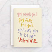 "Girl Meets Girl" - Single Greeting Cards in Daisy by Inkblot Design - Front