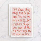 "Real Love Story" - Single Greeting Cards in Blush by Inkblot Design - Front
