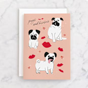 "Pugs and kisses" - Single Greeting Cards in Candy by Creo Study - Front