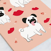"Pugs and kisses" - Single Greeting Cards in Candy by Creo Study - Close-Up
