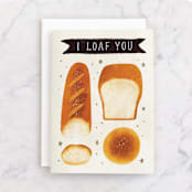 "I Loaf You" - Single Greeting Cards in Cream by Cindy Chu - Front