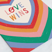 "Love Wins" - Single Greeting Cards in Rainbow by Pati Cascino - Close-Up