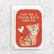 "Tiger-rific" - Single Greeting Cards in Tangerine by Vivian Yiwing - Front