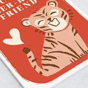 "Tiger-rific" - Single Greeting Cards in Tangerine by Vivian Yiwing - Close-Up