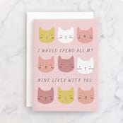 "Nine Lives" - Single Greeting Cards in Crepe by Angela Thompson - Front