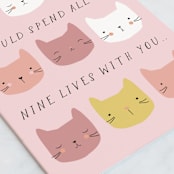 "Nine Lives" - Single Greeting Cards in Crepe by Angela Thompson - Close-Up