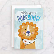 "ROARsome" - Single Greeting Cards in Mustard by Pixel and Hank - Front