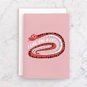 "Like you a lotsss" - Single Greeting Cards in Carnation by Pati Cascino - Front