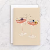 "Flower Cheers" - Single Greeting Cards in Champagne by Baumbirdy - Front