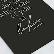 "Who is luckier" - Single Greeting Cards in Charcoal by Creo Study - Close-Up