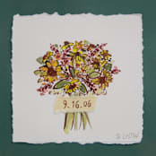 "Custom Bouquet Art in Green Frame" - Keepsake Art in green by Lily Field Studio