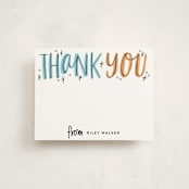 "Thank You Outlines" - Children’s Stationery in Tangerine by Alethea and Ruth - Front