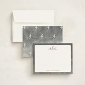 "Lightning Monogram" - Children’s Stationery in Cloudy Day by Shirley Lin Schneider - Assembled