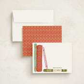 "Painted Book Spines" - Children’s Stationery in Sweet Coral by Shiny Penny Studio - Assembled