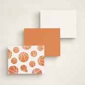"Bouncing" - Children’s Stationery in Tangerine by Corinne Malesic - Back of Card Options