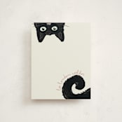 "Curious Cat" - Children’s Stationery in Fog by Refound Nostalgia - Front