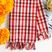 "Noel Plaid Handwoven Cotton Kitchen Towel" - Tea Towels in red by Archive New York
