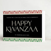 "Abstract Kente" - Kwanzaa Cards in Ebony by Heather Schertzer - Folded Card