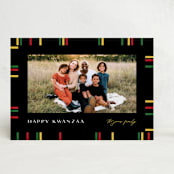 "Kwanzaa Boarder" - Kwanzaa Cards in Onyx by Pixel and Hank - Front