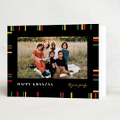 "Kwanzaa Boarder" - Kwanzaa Cards in Onyx by Pixel and Hank - Folded Card