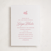"Swan Shower" - Letterpress Baby Shower Invitations in Salmon by Megan Davis - Front
