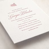 "Swan Shower" - Letterpress Baby Shower Invitations in Salmon by Megan Davis - Detail