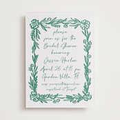 "Doodled" - Letterpress Bridal Shower Invitations in Cucumber by Petra Kern - Front
