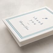 "Classic Start" - Letterpress Baby Shower Thank You Cards in Provincial Blue by Carolyn MacLaren - Detail