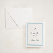 "Classic Start" - Letterpress Baby Shower Thank You Cards in Provincial Blue by Carolyn MacLaren - Invitation with Envelope