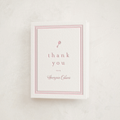 "Classic Start" - Letterpress Baby Shower Thank You Cards in Classic Pink by Carolyn MacLaren - Front