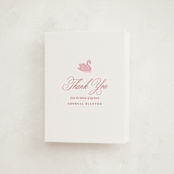 "Swan Shower" - Letterpress Baby Shower Thank You Cards in Salmon by Megan Davis - Front