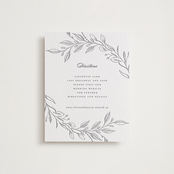 "Verdure Couronne" - Letterpress Direction Cards in Matte Silver | Pewter by Susan Moyal - Front