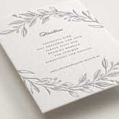 "Verdure Couronne" - Letterpress Direction Cards in Matte Silver | Pewter by Susan Moyal - Detail