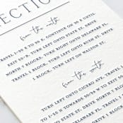 "Refined Tradition" - Letterpress Direction Cards in Indigo by Stacey Meacham - Detail