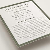 "Sequoia" - Letterpress Direction Cards in Moss by Robert and Stella - Detail
