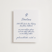 "Talavera" - Letterpress Direction Cards in Lapis by Tamara Hilje - Front