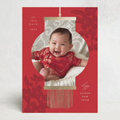 "New Year Lantern" - Lunar New Year Cards in Crimson by Corinne Malesic - Front
