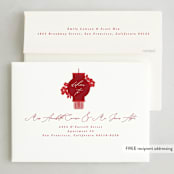 "New Year Lantern" - Lunar New Year Cards in Crimson by Corinne Malesic - FREE Recipient Addressing