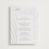 "Faded Palm" - Letterpress Menus in Stone by Lauren Chism - Front