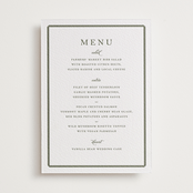 "Bevel" - Letterpress Menus in Moss by Megan Davis - Front