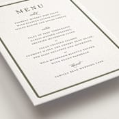 "Bevel" - Letterpress Menus in Moss by Megan Davis - Detail