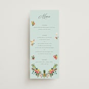 "Tropical Crest" - Menus in Papaya by Susan Moyal - Front