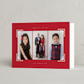 "gilded corners" - Lunar New Year Cards in Crimson by Sejal Banker - Folded Card