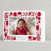 "Lanterns and Dragons" - Lunar New Year Cards in Cherry by Penny Eversole - Folded Card