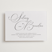 "Lightly Penned" - Letterpress Wedding Invitations in Soft Black by Jessica Williams - Front