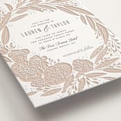 "Rose" - Letterpress Wedding Invitations in Soft Black | Latte by Leah Bisch - Detail