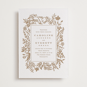 "Morning Fields" - Letterpress Wedding Invitations in Matte Gold by Amy Kross - Front