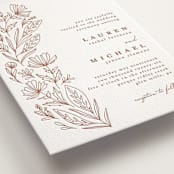 "Pressed Botanicals" - Letterpress Wedding Invitations in Burnt Rose by Heather Cairl - Detail