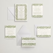 "Printed Floral" - Letterpress Wedding Invitations in Pistachio by Katharine Watson - Invitation Suite